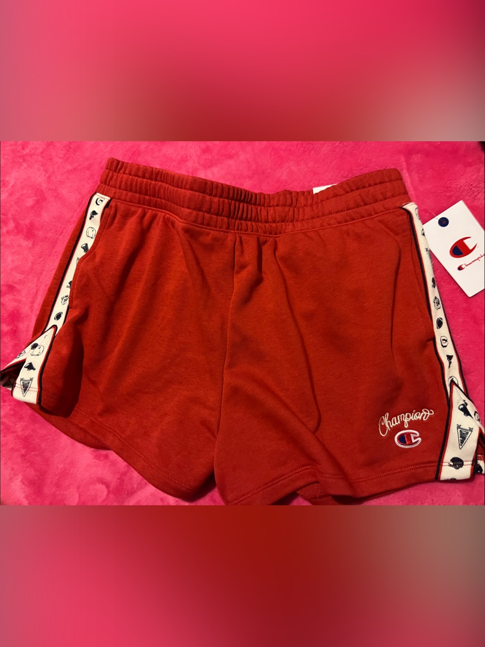 Champion Red Athletic Shorts with Icon-Trim